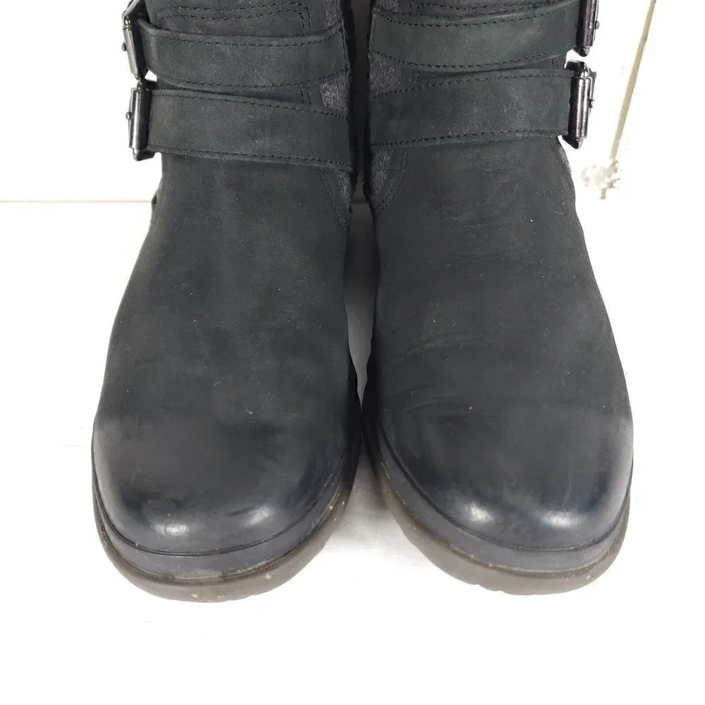 UGG Women's Robbie US 7 Waterproof Side Zip Black Buckle winter Boots